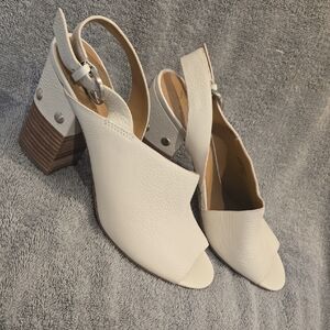 Marc Fisher White Leather Slingback Heels